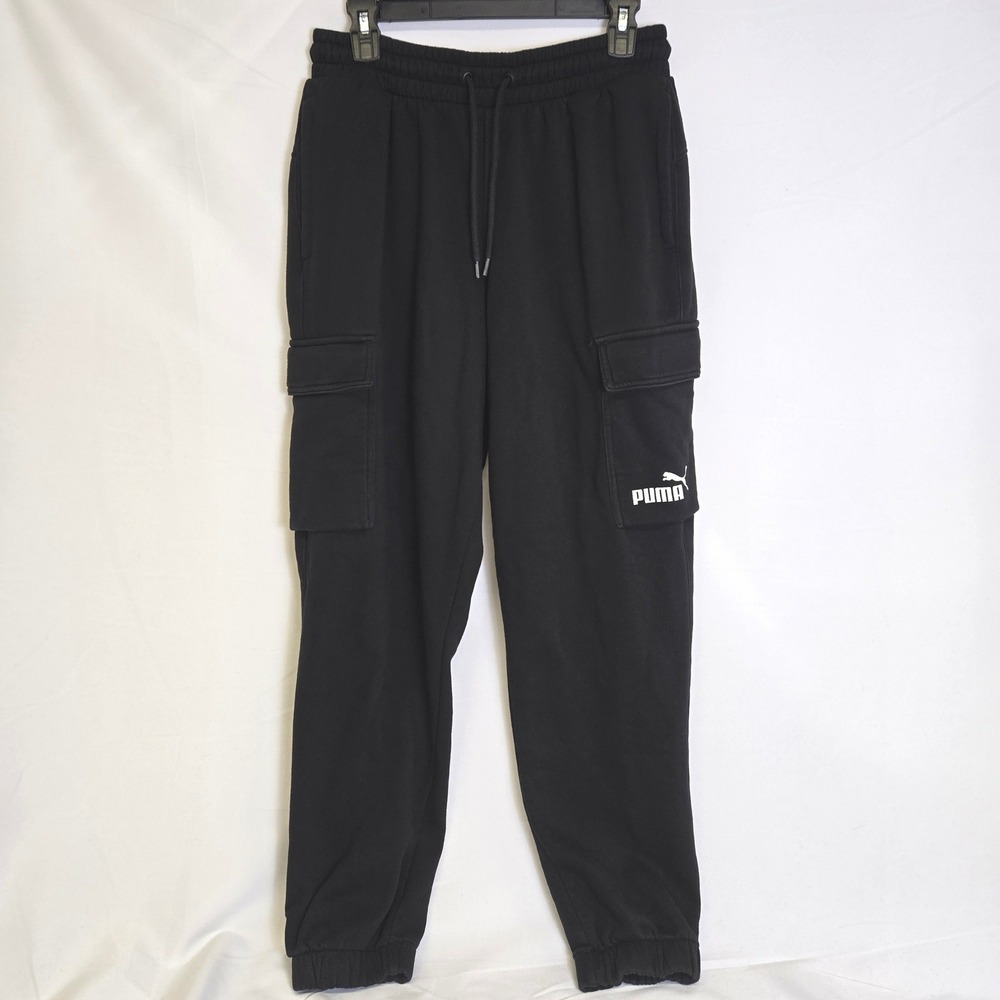 Puma Cargo Jogger Sweatpants Drawstring Elastic Waist Athleisure Black Medium